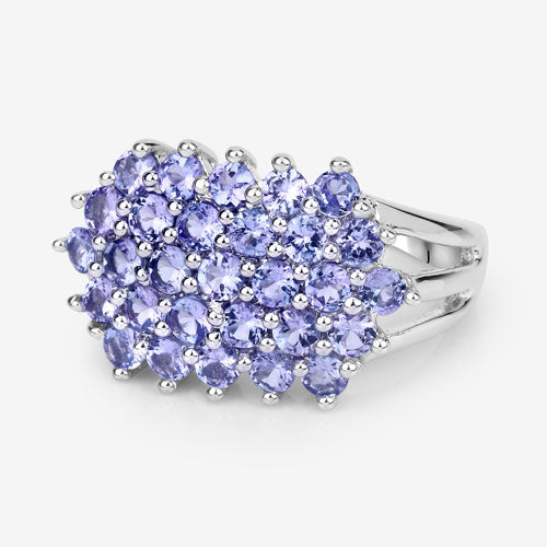 Bids.com 2.03 Carat Genuine Tanzanite .925 Sterling Silver Ring Rings White Smoke size 8.00,size 6.00,size 7.00,size 9.00,size 5.00,size 10.00