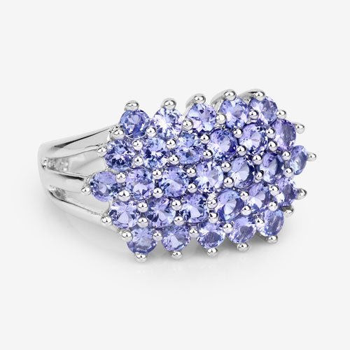 Bids.com 2.03 Carat Genuine Tanzanite .925 Sterling Silver Ring Rings White Smoke size 8.00,size 6.00,size 7.00,size 9.00,size 5.00,size 10.00