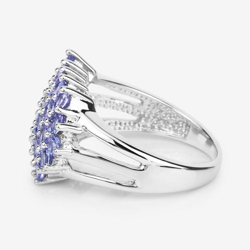 Bids.com 2.03 Carat Genuine Tanzanite .925 Sterling Silver Ring Rings White Smoke size 8.00,size 6.00,size 7.00,size 9.00,size 5.00,size 10.00