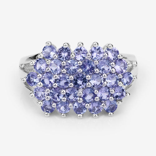 Bids.com 2.03 Carat Genuine Tanzanite .925 Sterling Silver Ring Rings White Smoke size 8.00,size 6.00,size 7.00,size 9.00,size 5.00,size 10.00