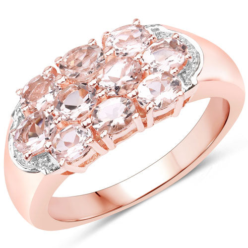 Bids.com 1.50 Carat Genuine Morganite .925 Sterling Silver Ring Rings White Smoke size 7.00,size 6.00,size 8.00,size 9.00,size 5.00