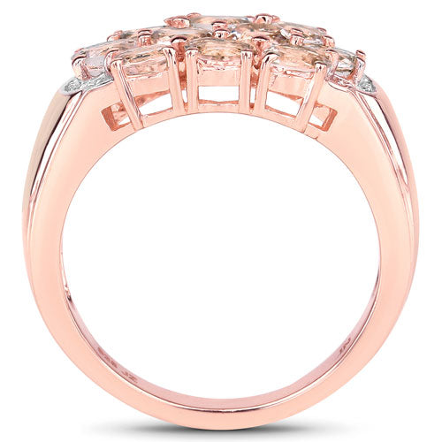 Bids.com 1.50 Carat Genuine Morganite .925 Sterling Silver Ring Rings White Smoke size 7.00,size 6.00,size 8.00,size 9.00,size 5.00