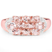 Bids.com 1.50 Carat Genuine Morganite .925 Sterling Silver Ring Rings White Smoke size 7.00,size 6.00,size 8.00,size 9.00,size 5.00