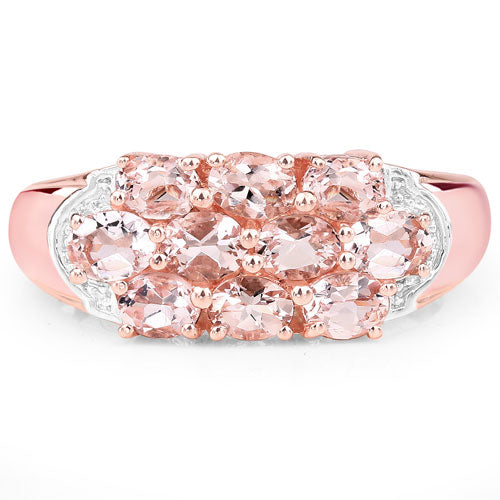 Bids.com 1.50 Carat Genuine Morganite .925 Sterling Silver Ring Rings White Smoke size 7.00,size 6.00,size 8.00,size 9.00,size 5.00