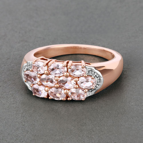 Bids.com 1.50 Carat Genuine Morganite .925 Sterling Silver Ring Rings Dim Gray size 7.00,size 6.00,size 8.00,size 9.00,size 5.00