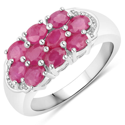 Bids.com 2.20 Carat Genuine Ruby .925 Sterling Silver Ring Rings White Smoke size 6.00,size 7.00,size 8.00,size 5.00,size 9.00