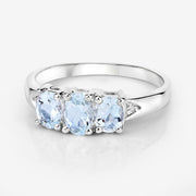 Bids.com 0.95 Carat Genuine Aquamarine and White Diamond .925 Sterling Silver Ring Rings Lavender size 5.00,size 6.00,size 7.00,size 8.00,size 9.00