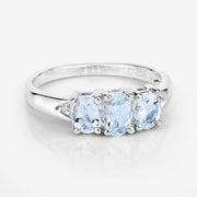 Bids.com 0.95 Carat Genuine Aquamarine and White Diamond .925 Sterling Silver Ring Rings Lavender size 5.00,size 6.00,size 7.00,size 8.00,size 9.00