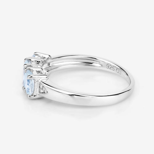 Bids.com 0.95 Carat Genuine Aquamarine and White Diamond .925 Sterling Silver Ring Rings Lavender size 5.00,size 6.00,size 7.00,size 8.00,size 9.00