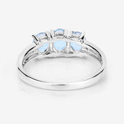 Bids.com 0.95 Carat Genuine Aquamarine and White Diamond .925 Sterling Silver Ring Rings White Smoke size 5.00,size 6.00,size 7.00,size 8.00,size 9.00