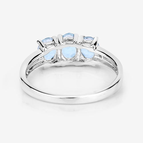 Bids.com 0.95 Carat Genuine Aquamarine and White Diamond .925 Sterling Silver Ring Rings White Smoke size 5.00,size 6.00,size 7.00,size 8.00,size 9.00