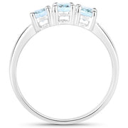 Bids.com 0.95 Carat Genuine Aquamarine and White Diamond .925 Sterling Silver Ring Rings White Smoke size 5.00,size 6.00,size 7.00,size 8.00,size 9.00