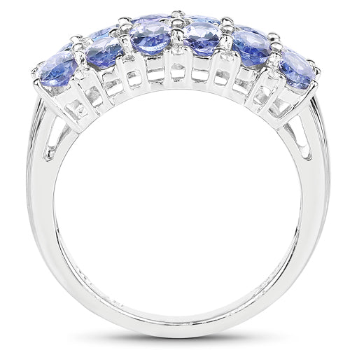 Bids.com 3.16 Carat Genuine Tanzanite & White Topaz .925 Sterling Silver Ring Rings White Smoke size 6.00,size 8.00,size 7.00,size 9.00,size 5.00,size 10.00