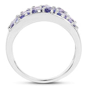 Bids.com 2.04 Carat Genuine Tanzanite .925 Sterling Silver Ring Rings White Smoke size 6.00,size 7.00,size 8.00,size 9.00,size 5.00