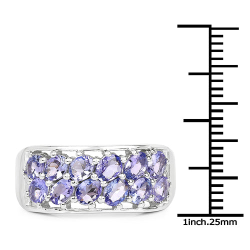Bids.com 2.04 Carat Genuine Tanzanite .925 Sterling Silver Ring Rings White Smoke size 6.00,size 7.00,size 8.00,size 9.00,size 5.00