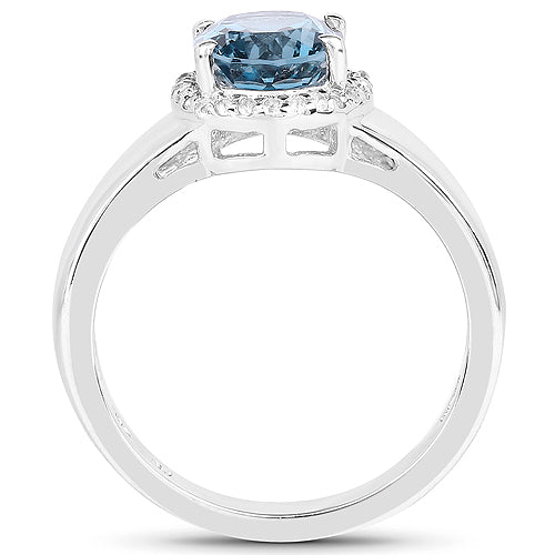 Bids.com 2.13 Carat Genuine London Blue Topaz and White Topaz .925 Sterling Silver Ring Rings White Smoke size 6.00,size 7.00,size 9.00,size 8.00,size 5.00