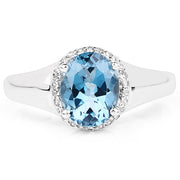 Bids.com 2.13 Carat Genuine London Blue Topaz and White Topaz .925 Sterling Silver Ring Rings White Smoke size 6.00,size 7.00,size 9.00,size 8.00,size 5.00