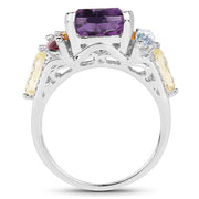 Bids.com 6.30 Carat Genuine Multi Stone .925 Sterling Silver Ring Rings White Smoke size 7.00,size 6.00,size 8.00,size 9.00