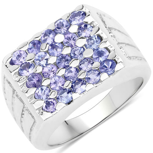 Bids.com 1.75 Carat Genuine Tanzanite .925 Sterling Silver Ring Rings White Smoke size 5.00,size 6.00,size 7.00,size 8.00,size 9.00