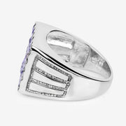 Bids.com 1.75 Carat Genuine Tanzanite .925 Sterling Silver Ring Rings White Smoke size 5.00,size 6.00,size 7.00,size 8.00,size 9.00
