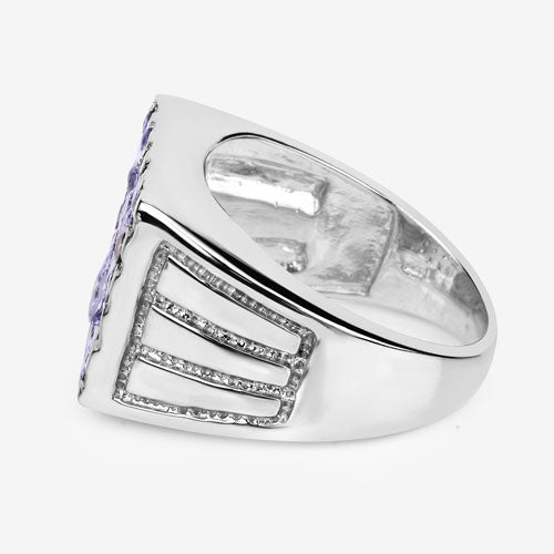 Bids.com 1.75 Carat Genuine Tanzanite .925 Sterling Silver Ring Rings White Smoke size 5.00,size 6.00,size 7.00,size 8.00,size 9.00