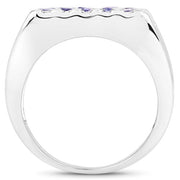 Bids.com 1.75 Carat Genuine Tanzanite .925 Sterling Silver Ring Rings White Smoke size 5.00,size 6.00,size 7.00,size 8.00,size 9.00