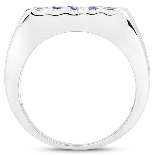 Bids.com 1.75 Carat Genuine Tanzanite .925 Sterling Silver Ring Rings White Smoke size 5.00,size 6.00,size 7.00,size 8.00,size 9.00