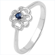 Bids.com 0.07 Carat Genuine Blue Sapphire .925 Sterling Silver Ring Rings White Smoke size 6.00,size 7.00,size 8.00,size 9.00,size 5.00