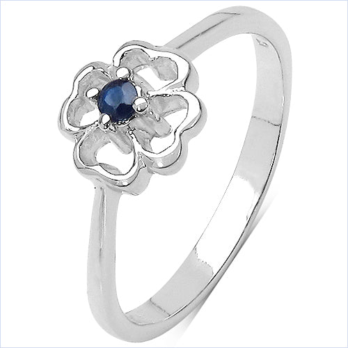 Bids.com 0.07 Carat Genuine Blue Sapphire .925 Sterling Silver Ring Rings White Smoke size 6.00,size 7.00,size 8.00,size 9.00,size 5.00