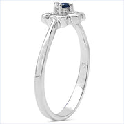Bids.com 0.07 Carat Genuine Blue Sapphire .925 Sterling Silver Ring Rings White Smoke size 6.00,size 7.00,size 8.00,size 9.00,size 5.00