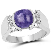 Bids.com 2.80 Carat Genuine Tanzanite .925 Sterling Silver Ring Rings White Smoke size 7.50,size 8.00,size 6.00,size 7.00,size 9.00