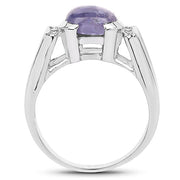 Bids.com 2.80 Carat Genuine Tanzanite .925 Sterling Silver Ring Rings White Smoke size 7.50,size 8.00,size 6.00,size 7.00,size 9.00