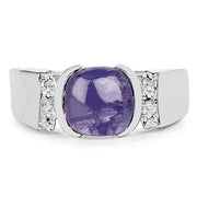 Bids.com 2.80 Carat Genuine Tanzanite .925 Sterling Silver Ring Rings Light Gray size 7.50,size 8.00,size 6.00,size 7.00,size 9.00