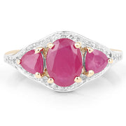 Bids.com 14K Yellow Gold Plated 2.49 Carat Genuine Glass Filled Ruby and White Topaz .925 Sterling Silver Ring Rings White Smoke size 6.00,size 8.00,size 7.00