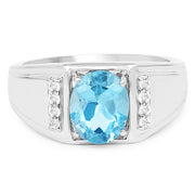 Bids.com 2.18 Carat Genuine London Blue Topaz and White Topaz .925 Sterling Silver Ring Rings Lavender size 6.00,size 7.00,size 8.00,size 9.00