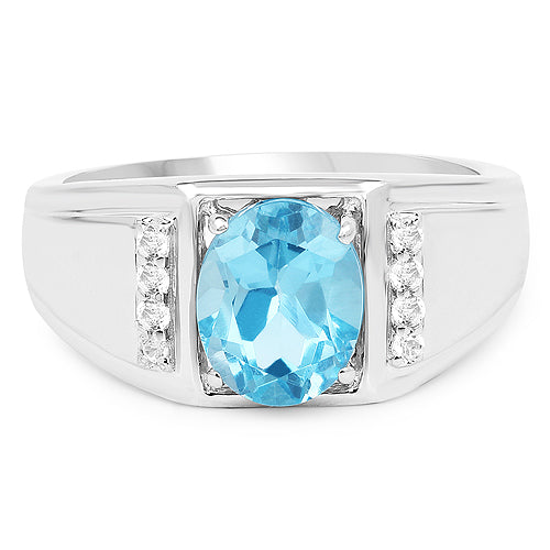Bids.com 2.18 Carat Genuine London Blue Topaz and White Topaz .925 Sterling Silver Ring Rings Lavender size 6.00,size 7.00,size 8.00,size 9.00