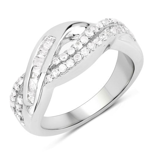 Bids.com 0.47 Carat Genuine White Diamond .925 Sterling Silver Ring Rings White Smoke size 5.00,size 6.00,size 7.00,size 8.00,size 9.00