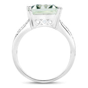 Bids.com 10.64 Carat Genuine Green Amethyst and White Topaz .925 Sterling Silver Ring Rings White Smoke size 5.00,size 6.00,size 7.00,size 8.00,size 9.00,size 10.00