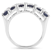 Bids.com 3.66 Carat Genuine Blue Sapphire and White Topaz .925 Sterling Silver Ring Rings White Smoke size 5.00,size 5.50,size 6.00,size 7.00,size 8.00,size 9.00,size 11.50