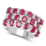 Bids.com 3.69 Carat Genuine Ruby and White Topaz .925 Sterling Silver Ring Rings White Smoke size 6.50,size 6.00,size 7.00,size 8.00,size 9.00
