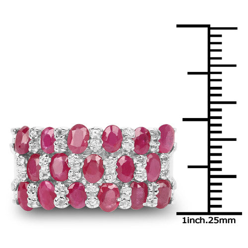 Bids.com 3.69 Carat Genuine Ruby and White Topaz .925 Sterling Silver Ring Rings White Smoke size 6.50,size 6.00,size 7.00,size 8.00,size 9.00