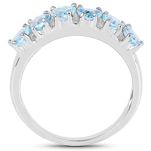 Bids.com 1.68 Carat Genuine Swiss Blue Topaz .925 Sterling Silver Ring Rings White Smoke size 6.00,size 8.00,size 9.00,size 7.00