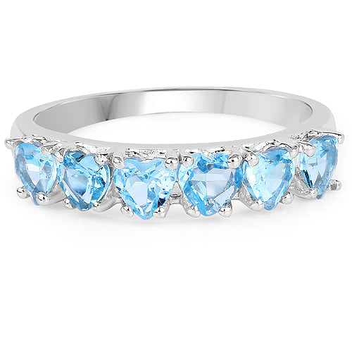 Bids.com 1.68 Carat Genuine Swiss Blue Topaz .925 Sterling Silver Ring Rings White Smoke size 6.00,size 8.00,size 9.00,size 7.00