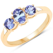Bids.com 18K Yellow Gold Plated 0.90 Carat Genuine Tanzanite .925 Sterling Silver Ring Rings White Smoke size 6.00,size 7.00,size 8.00,size 9.00,size 5.00,size 10.00