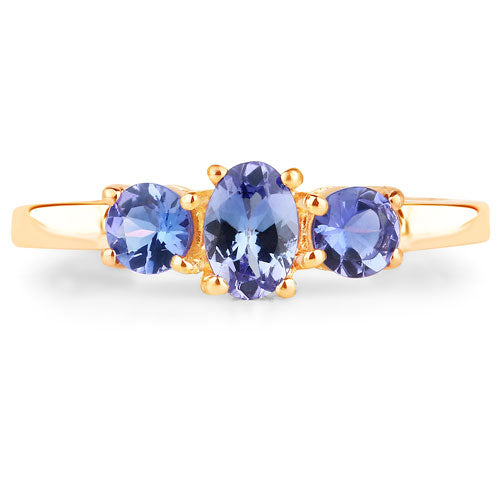 Bids.com 18K Yellow Gold Plated 0.90 Carat Genuine Tanzanite .925 Sterling Silver Ring Rings White Smoke size 6.00,size 7.00,size 8.00,size 9.00,size 5.00,size 10.00