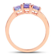 Bids.com 18K Rose Gold Plated 0.90 Carat Genuine Tanzanite .925 Sterling Silver Ring Rings White Smoke size 6.00,size 7.00,size 8.00,size 9.00,size 5.00,size 10.00