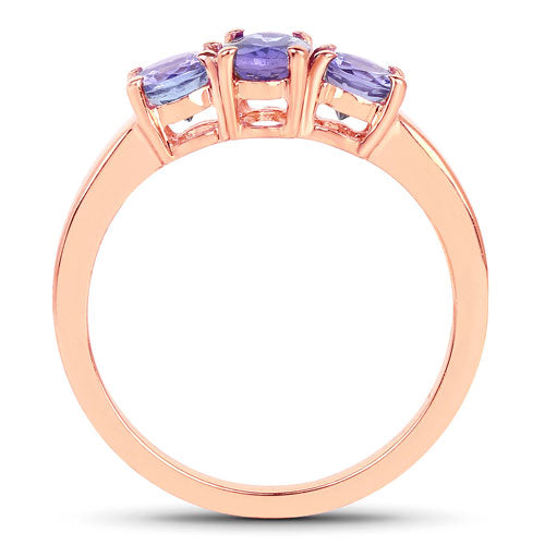Bids.com 18K Rose Gold Plated 0.90 Carat Genuine Tanzanite .925 Sterling Silver Ring Rings White Smoke size 6.00,size 7.00,size 8.00,size 9.00,size 5.00,size 10.00
