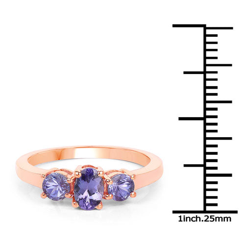 Bids.com 18K Rose Gold Plated 0.90 Carat Genuine Tanzanite .925 Sterling Silver Ring Rings White Smoke size 6.00,size 7.00,size 8.00,size 9.00,size 5.00,size 10.00