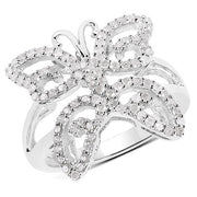 Bids.com 0.58 Carat Genuine White Diamond .925 Sterling Silver Ring Rings White Smoke size 8.00,size 6.00,size 7.00,size 9.00