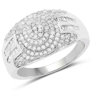 Bids.com 1.15 Carat Genuine White Diamond .925 Sterling Silver Ring Rings White Smoke size 6.00,size 7.00,size 8.00,size 9.00,size 5.00